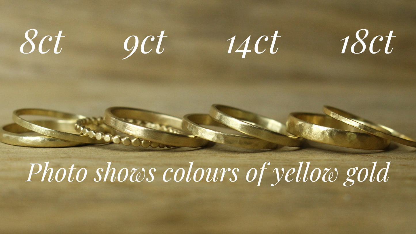 1.2mm Dainty Bangle in 9ct or 14ct or 18ct Solid Yellow Gold