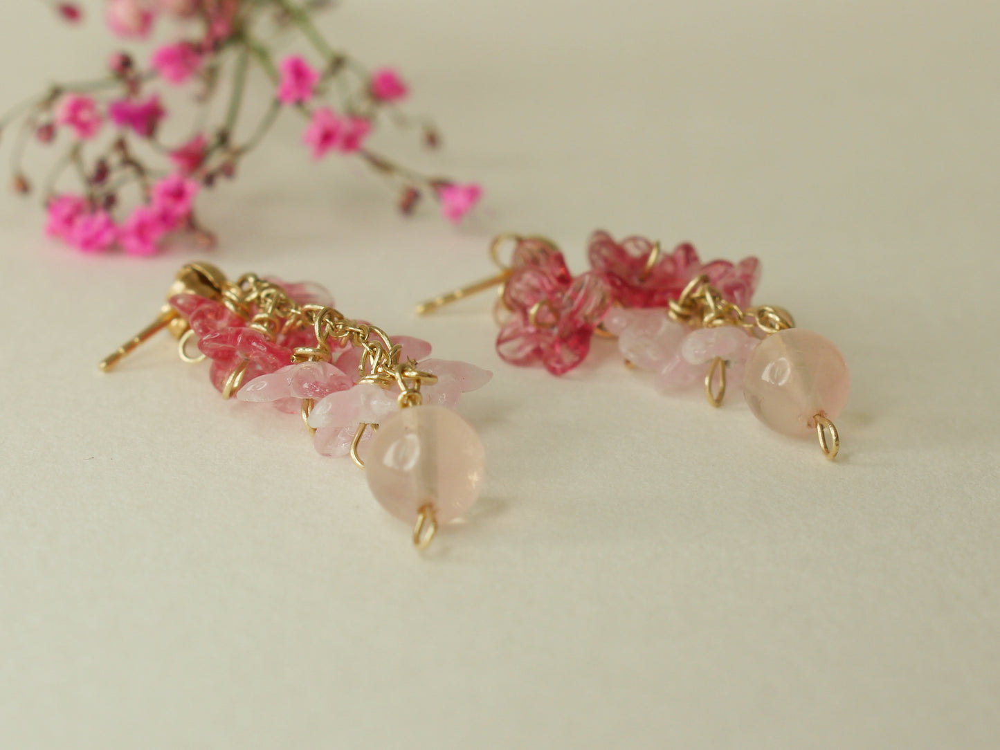Bloom Earrings in 9ct Yellow Gold with Glass Flowers