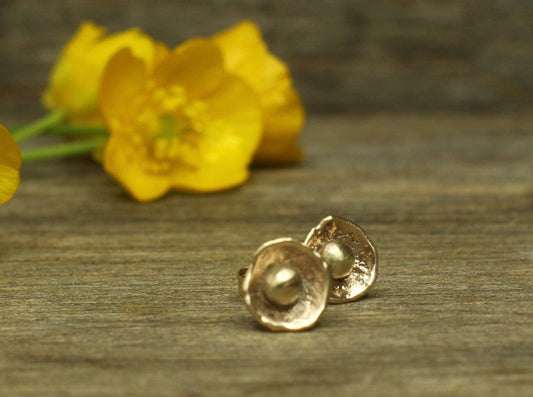 Buttercup Flower Studs in 9ct or 14ct or 18ct Gold