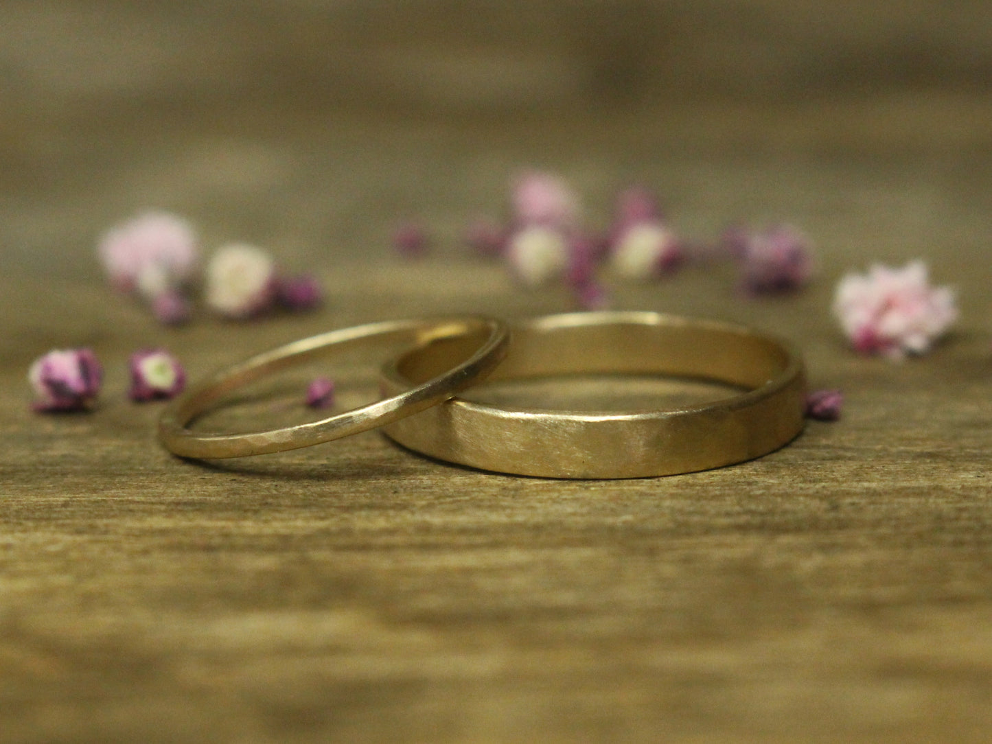 Hammered Band Set of Two - 1mm & 3mm