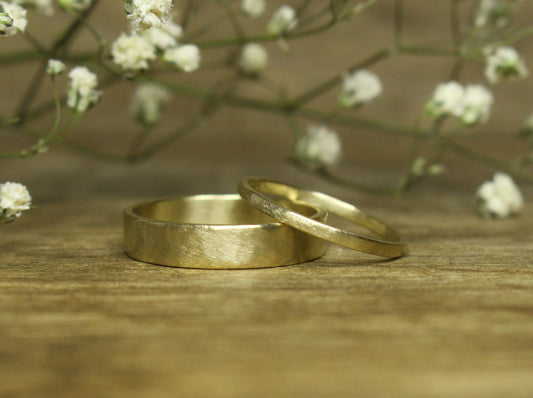 Hammered Band Set of Two - 1.3mm & 3mm or 4mm