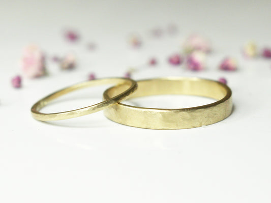 Hammered Band Set of Two - 1mm & 3mm