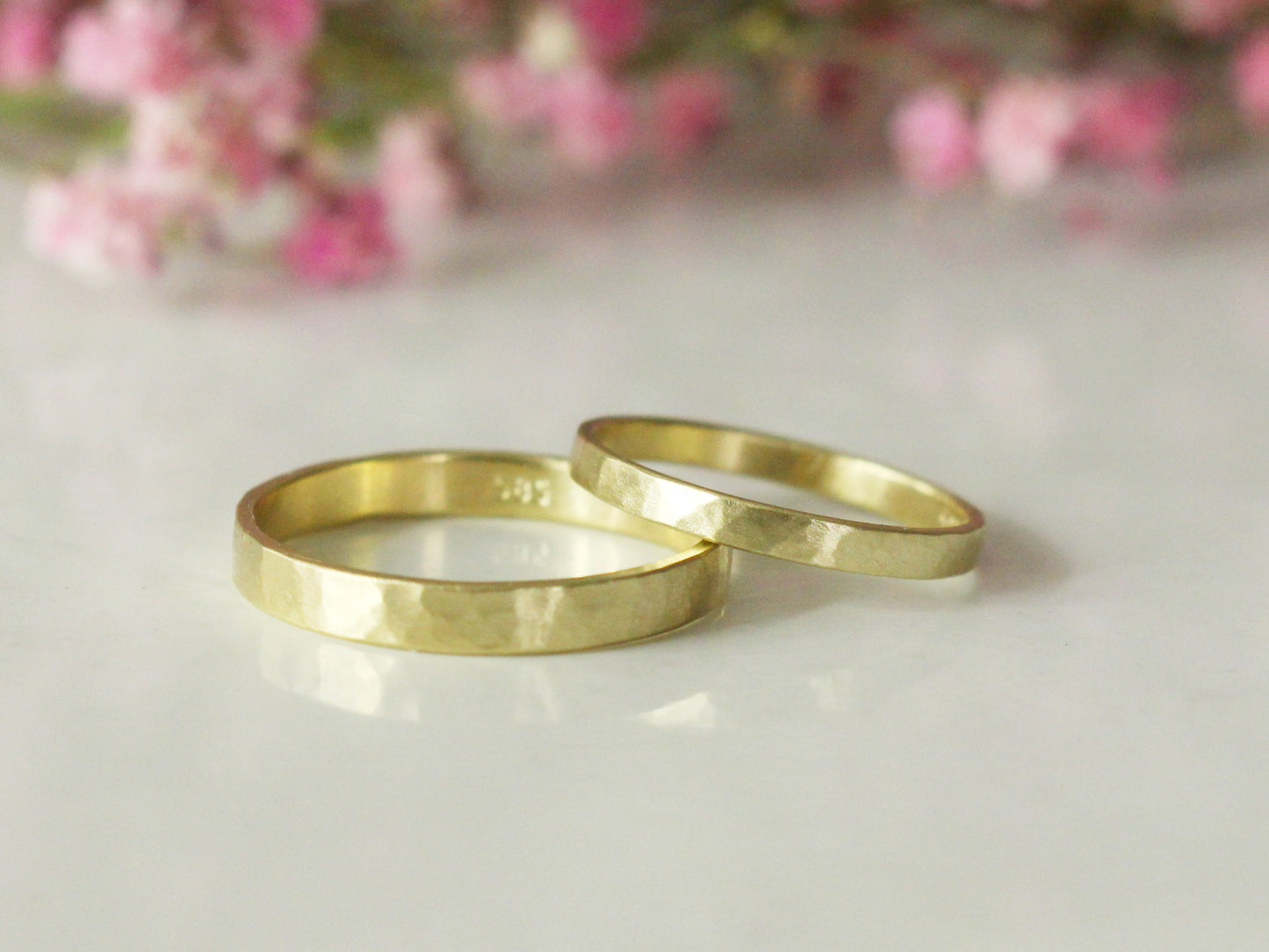 Hammered Band Set of Two - 2mm & 3mm or 4mm