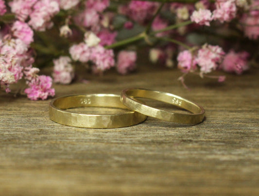 Hammered Band Set of Two - 2mm & 3mm or 4mm