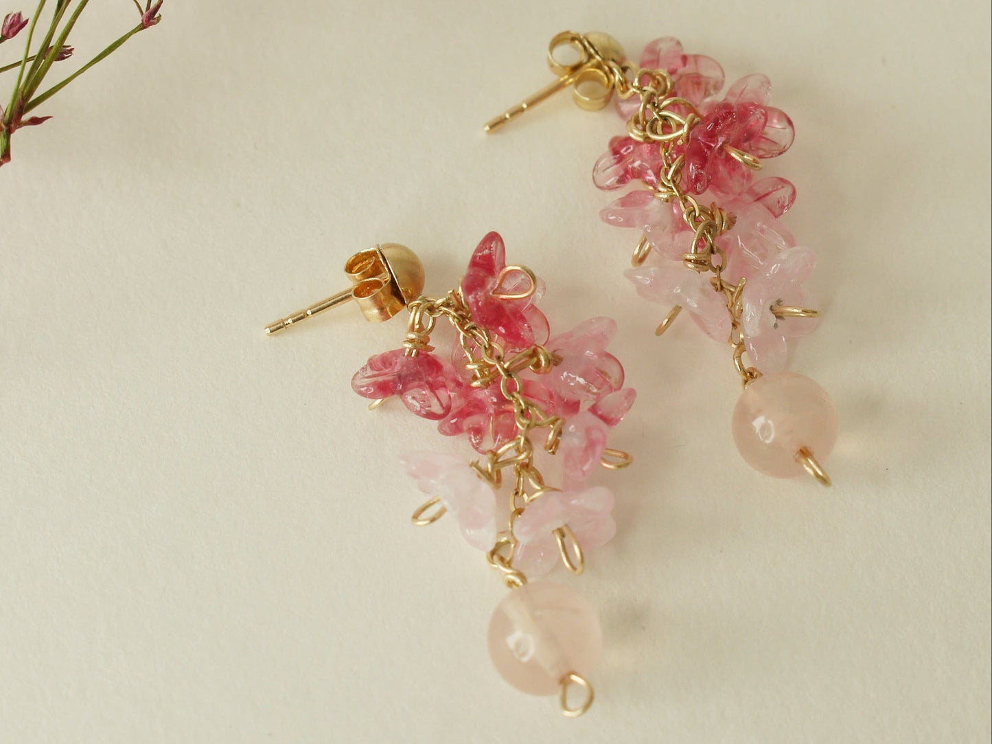 Bloom Earrings in 9ct Yellow Gold with Glass Flowers