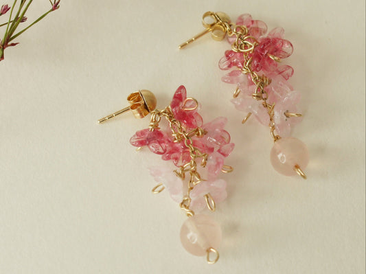 Bloom Earrings in 9ct Yellow Gold with Glass Flowers
