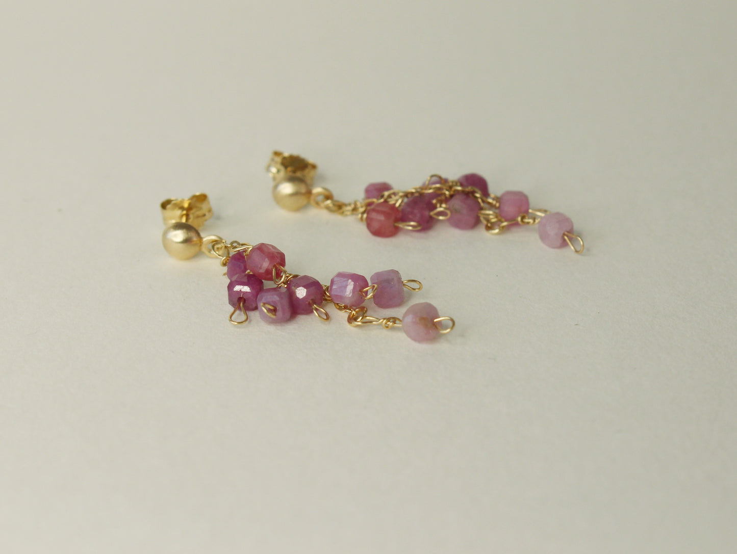Ruby Earrings in 9ct Yellow Gold with Vintage Raw Rubies