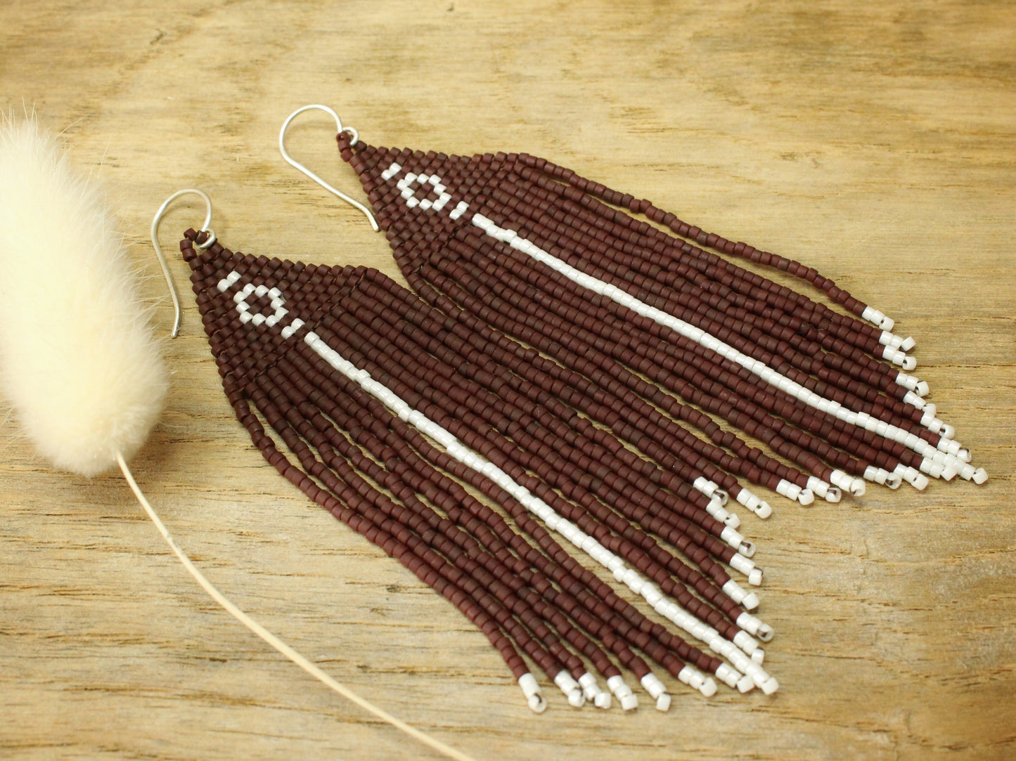 Nature Beaded Earrings in Sterling Silver and Miyuki Glass Beads