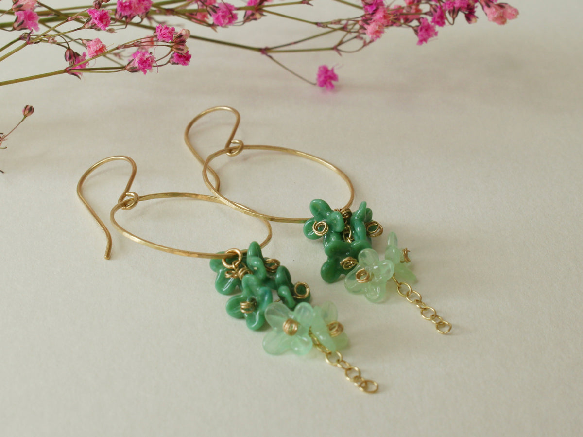 Bloom Earrings in 9ct Yellow Gold with Glass Flowers