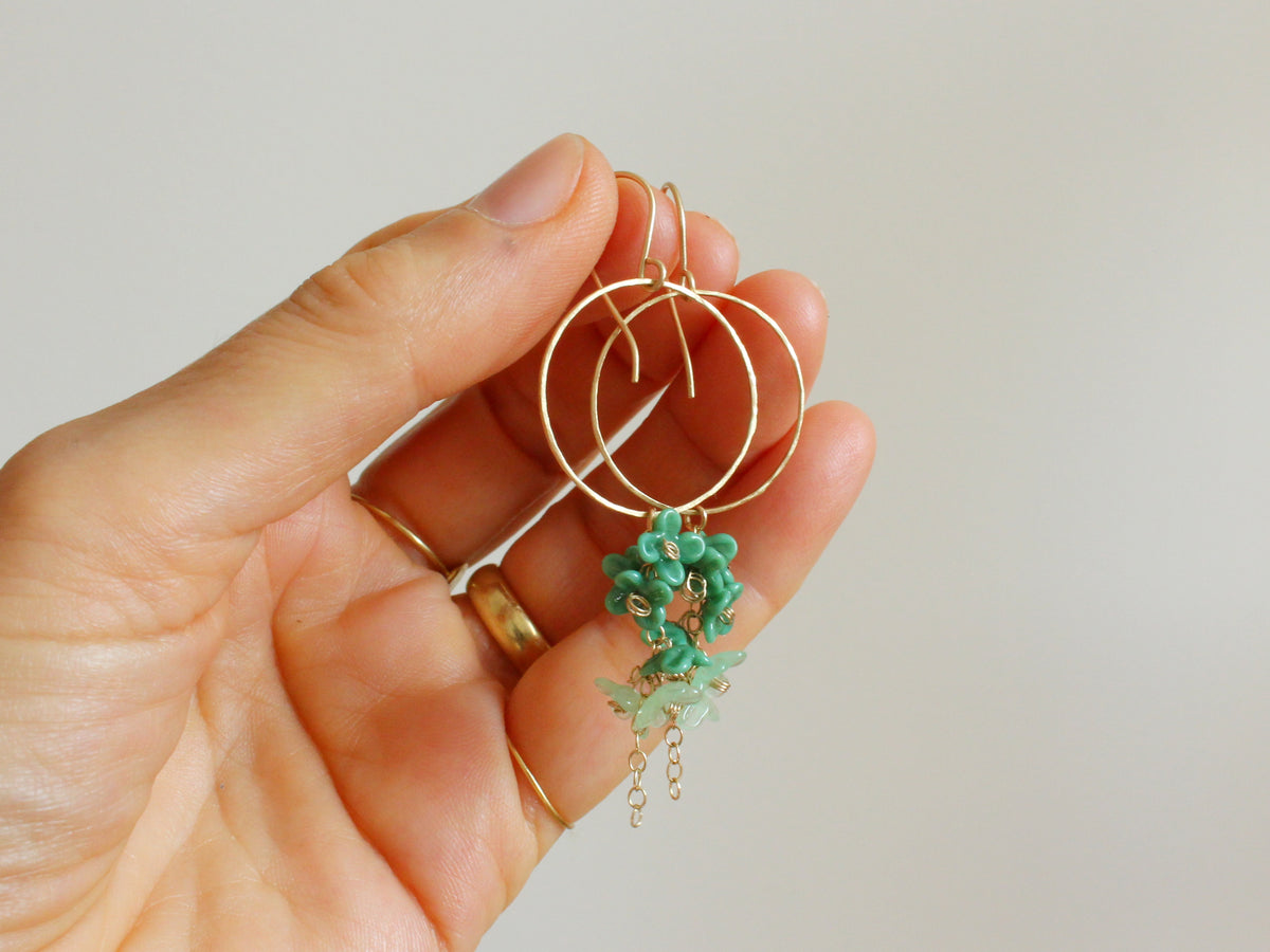 Bloom Earrings in 9ct Yellow Gold with Glass Flowers