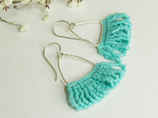 Beaded Earrings in Solid Gold or Silver and Miyuki Glass Beads