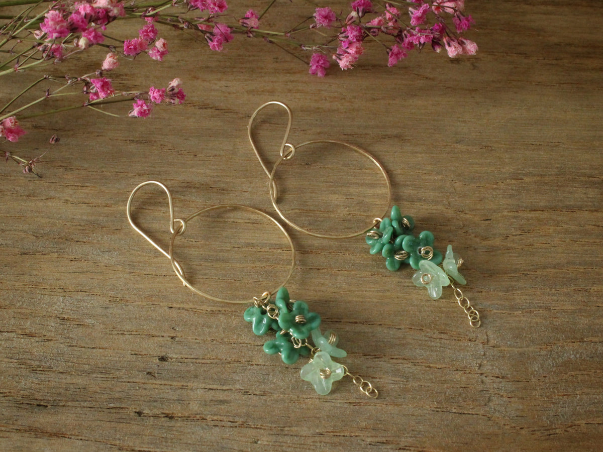 Bloom Earrings in 9ct Yellow Gold with Glass Flowers