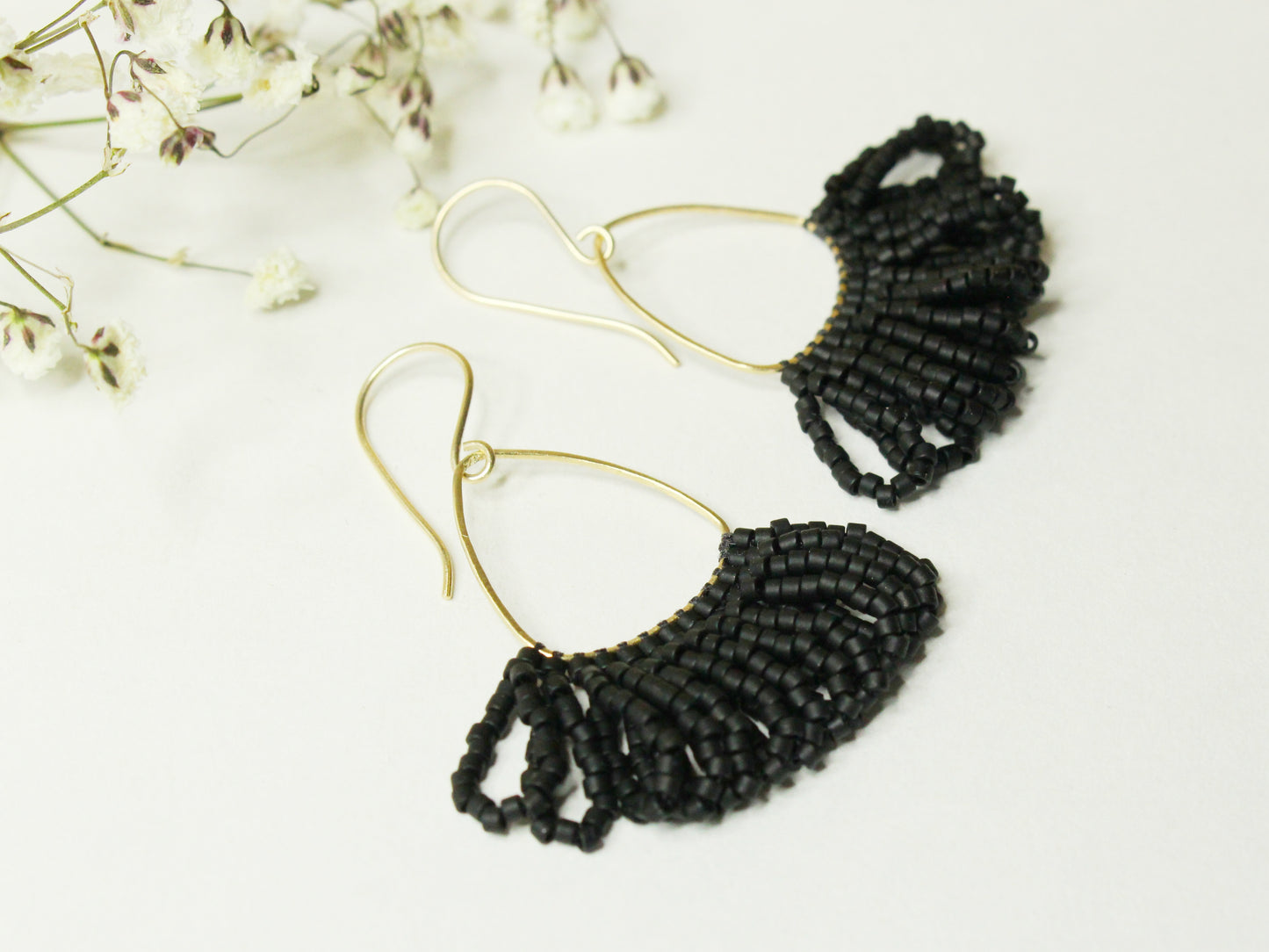 Beaded Earrings in Solid Gold or Silver and Miyuki Glass Beads