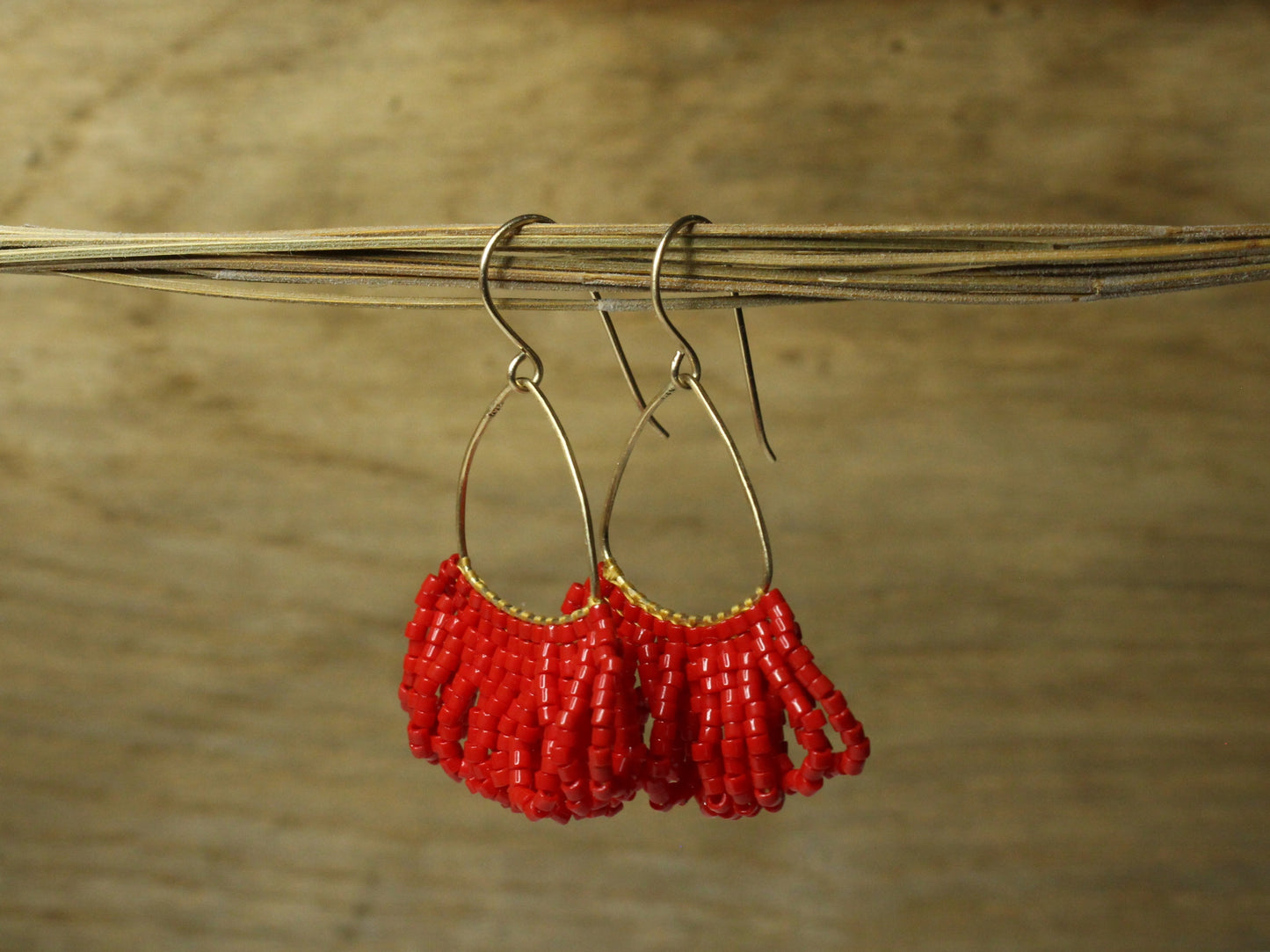 Beaded Earrings in Solid Gold or Silver and Miyuki Glass Beads