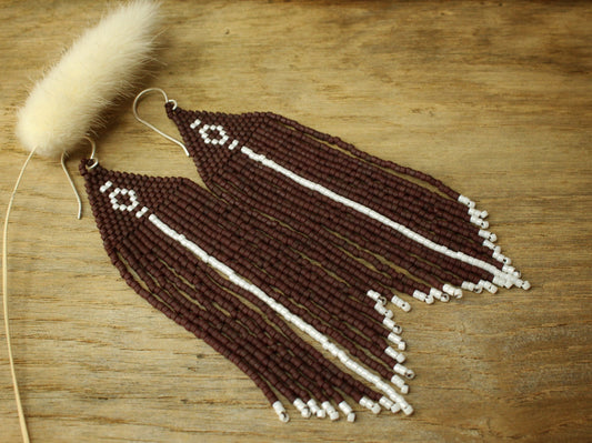 Nature Beaded Earrings in Sterling Silver and Miyuki Glass Beads