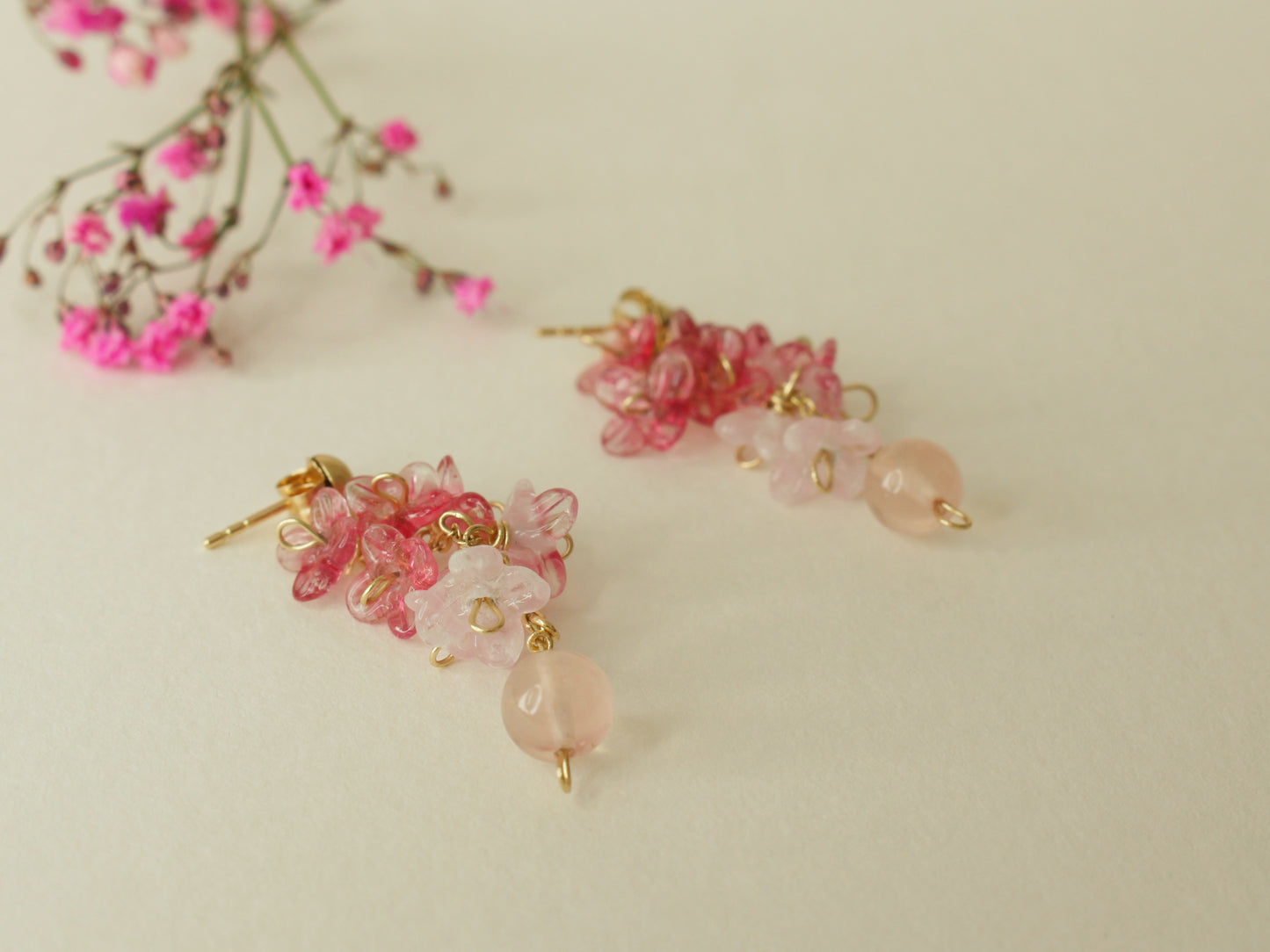 Bloom Earrings in 9ct Yellow Gold with Glass Flowers