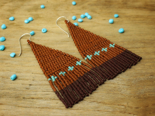 Southwest Beaded Earrings in Sterling Silver and Miyuki Glass Beads