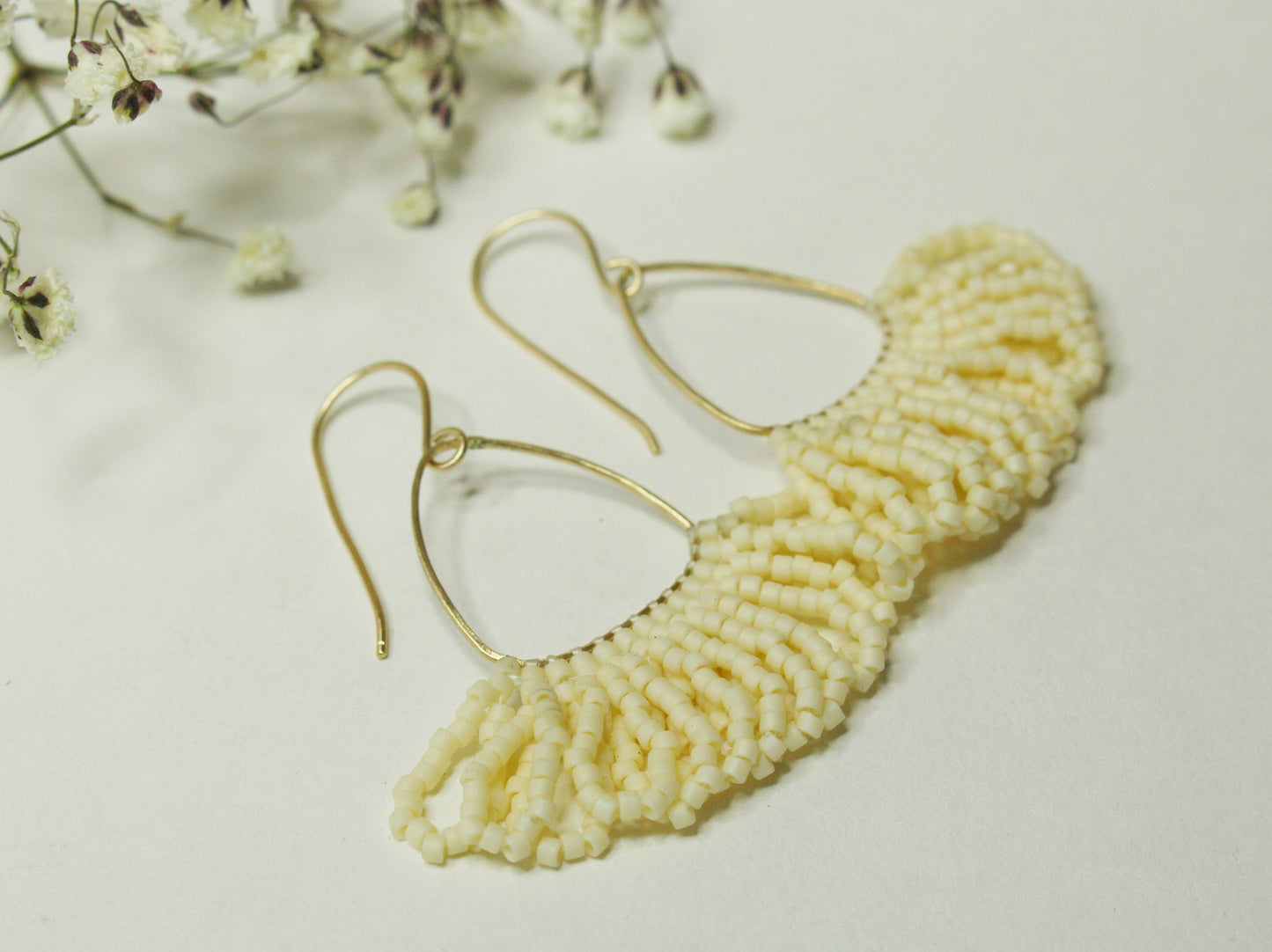 Beaded Earrings in Solid Gold or Silver and Miyuki Glass Beads