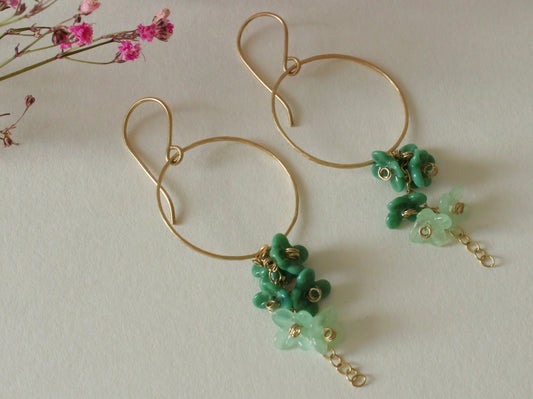 Bloom Earrings in 9ct Yellow Gold with Glass Flowers
