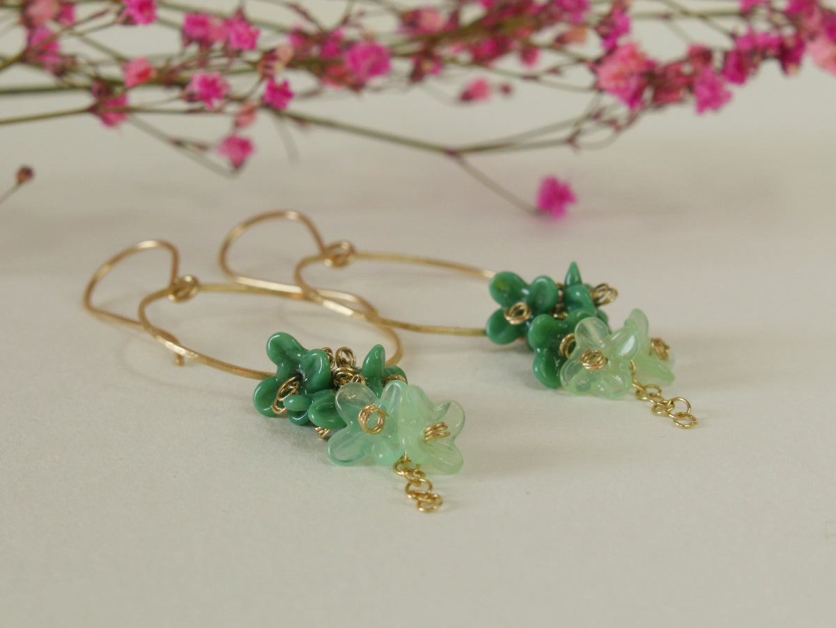 Bloom Earrings in 9ct Yellow Gold with Glass Flowers