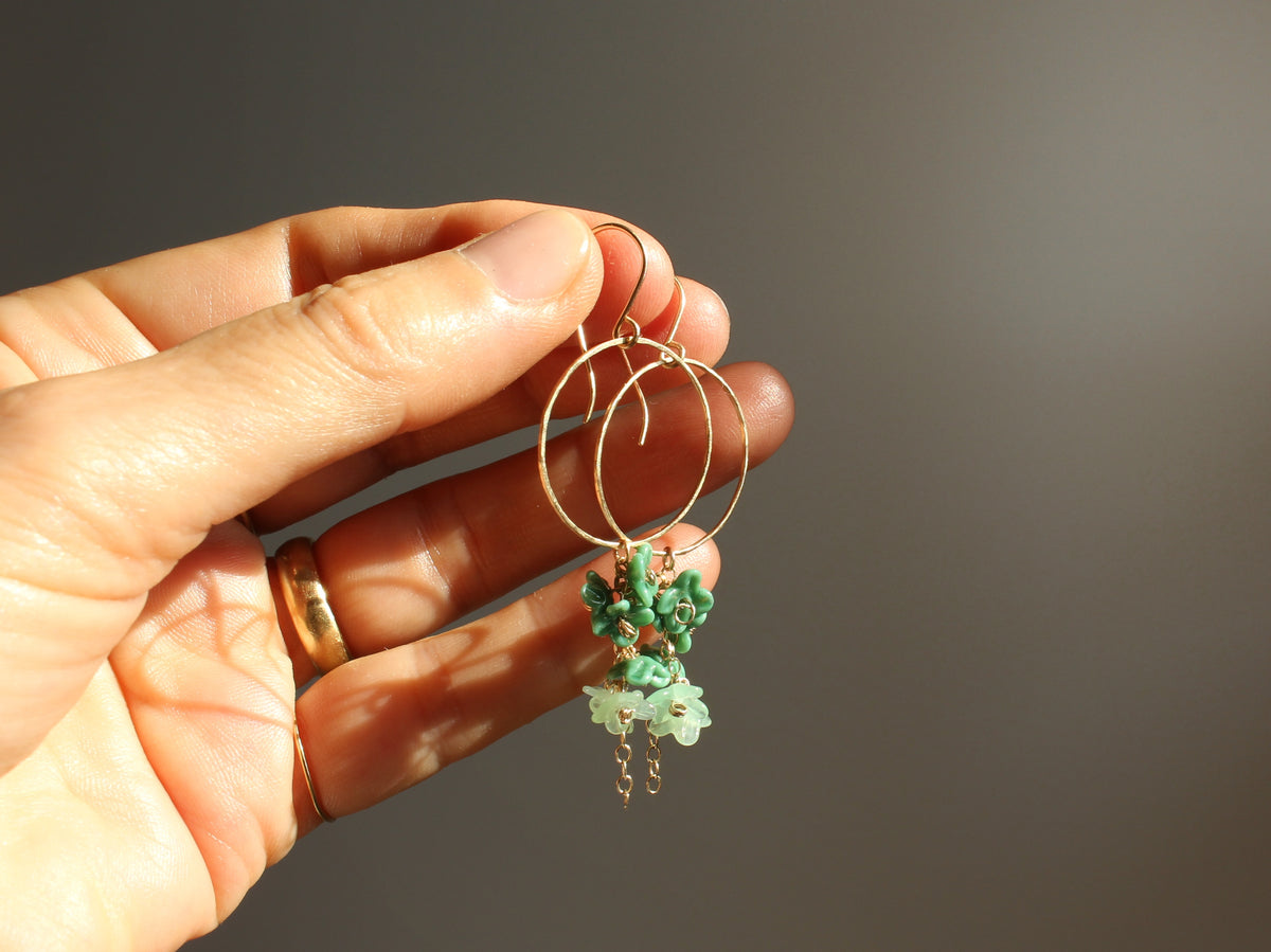 Bloom Earrings in 9ct Yellow Gold with Glass Flowers