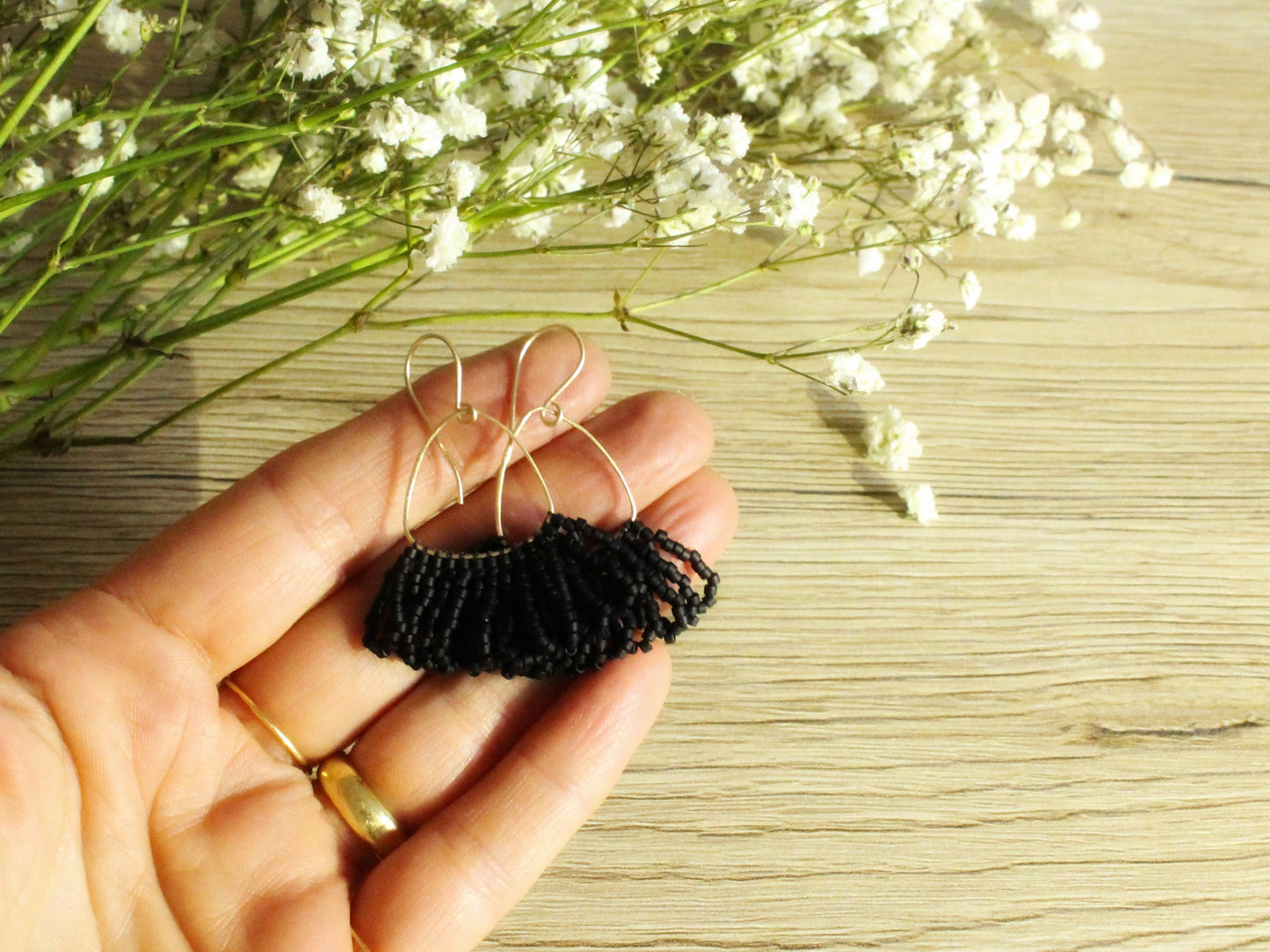 Beaded Earrings in Solid Gold or Silver and Miyuki Glass Beads