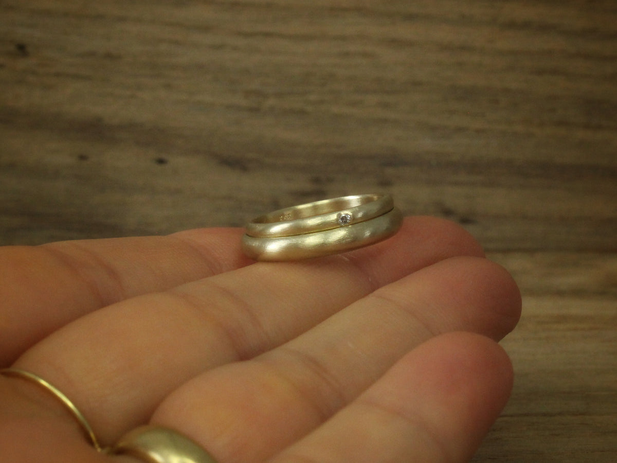 My Love Set of Two in Solid Gold with Diamond