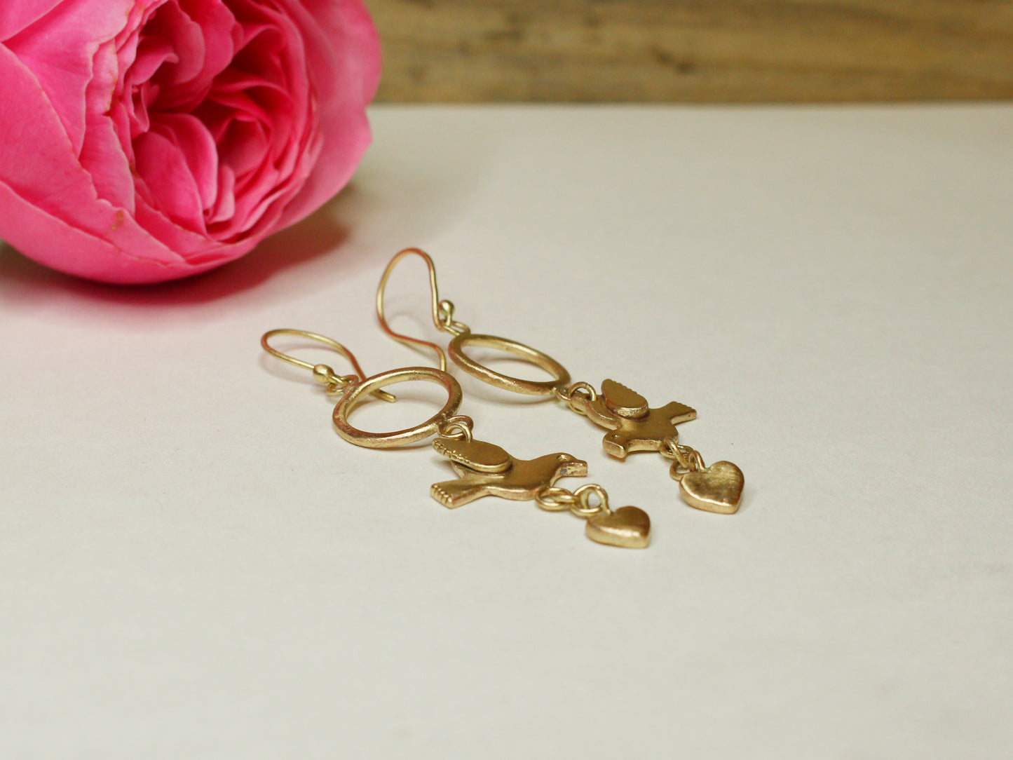 Faith Hope and Love Earrings in 9ct Yellow Gold