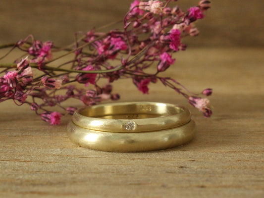 My Love Set of Two in Solid Gold with Diamond
