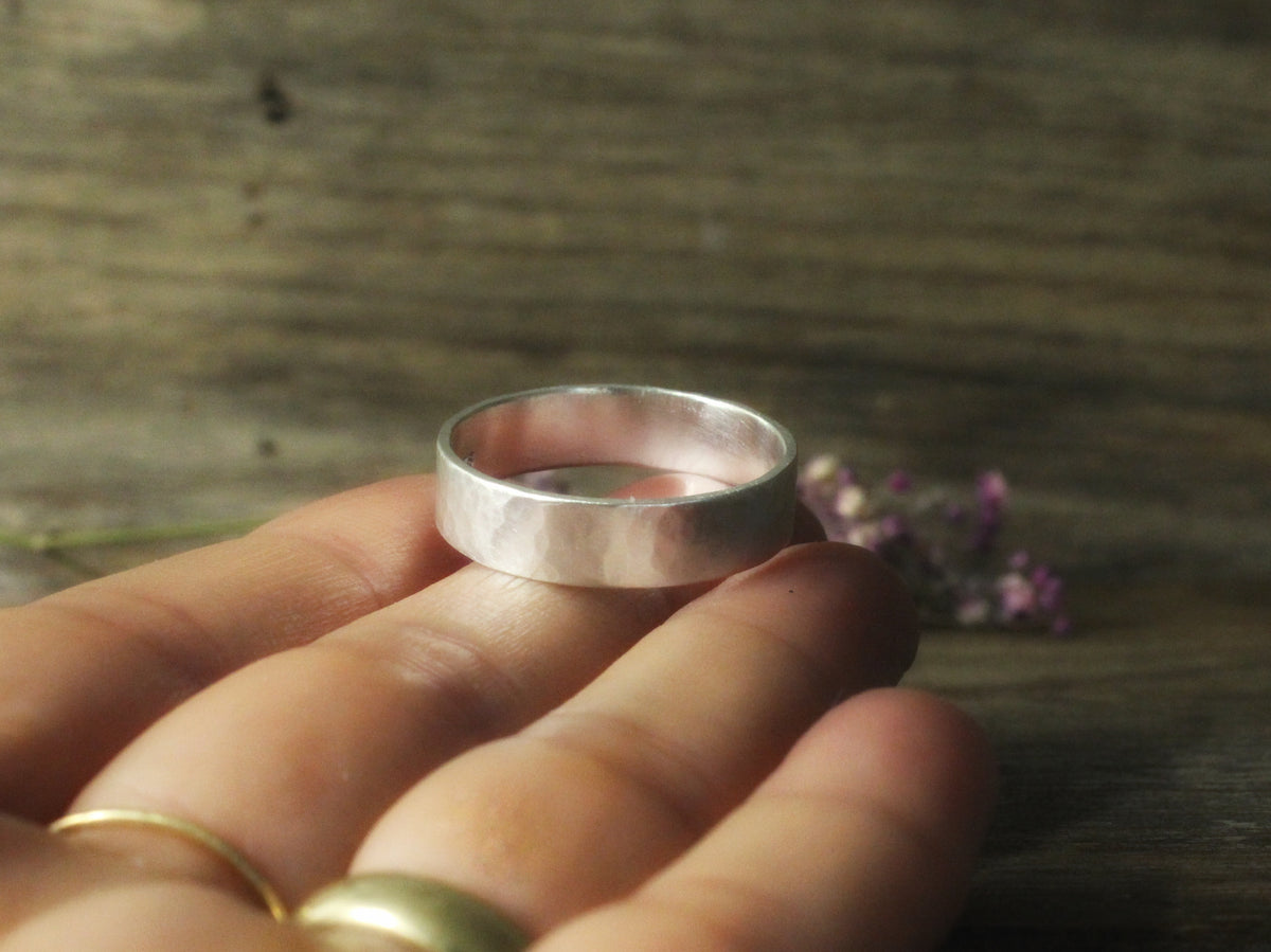 Hammered Band in Recycled Sterling Silver