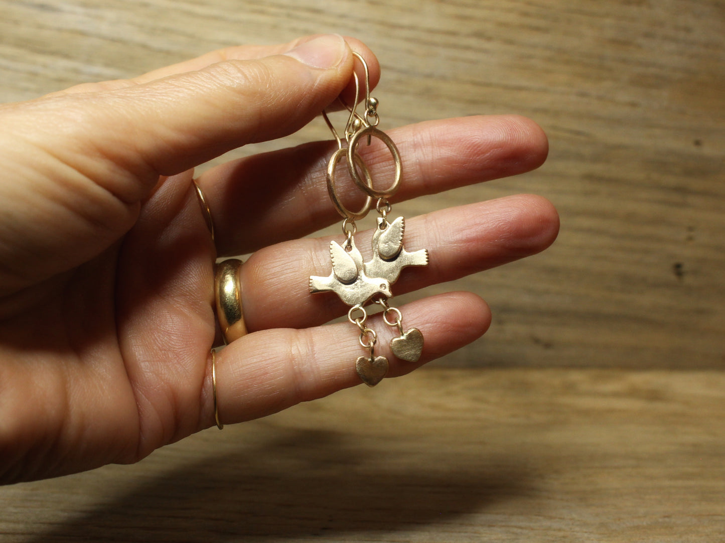Faith Hope and Love Earrings in 9ct Yellow Gold